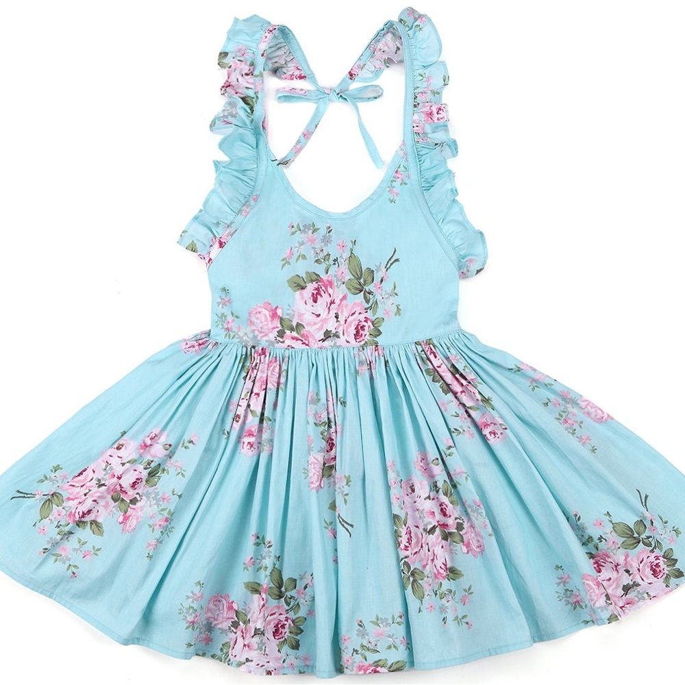 Floral Blue Girls Dress